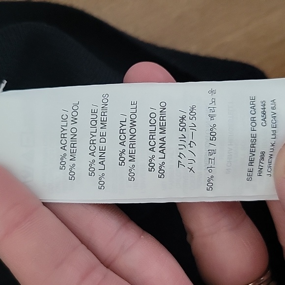 J Crew Merino Wool Jeweled Crew Neck Sweater 3/4 Sleeve XS Navy E2294 - Picture 5 of 9